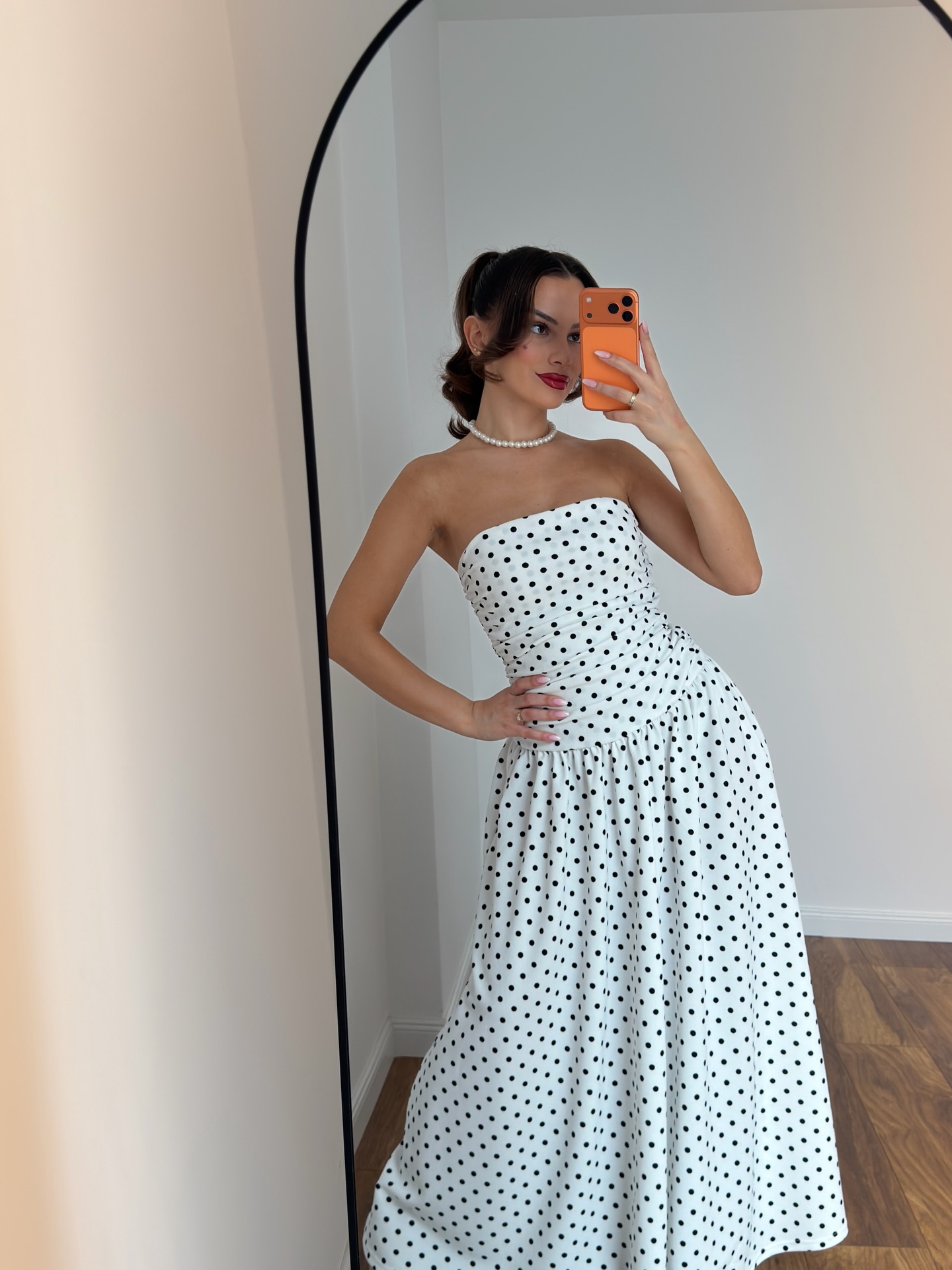 Fustan i gjatë pa rripa me pika, XS-M – NILA DRESSES (2)