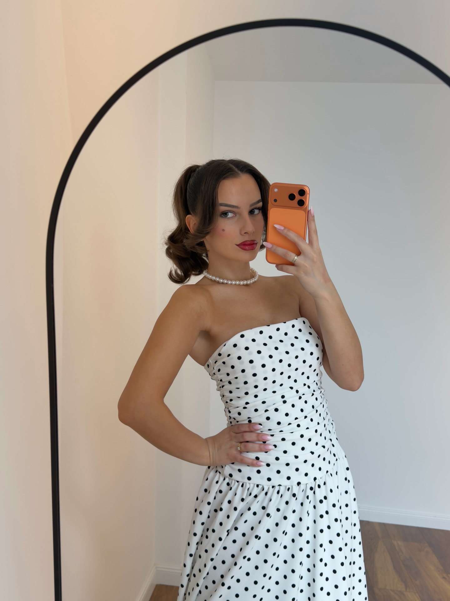 Fustan i gjatë pa rripa me pika, XS-M – NILA DRESSES (4)
