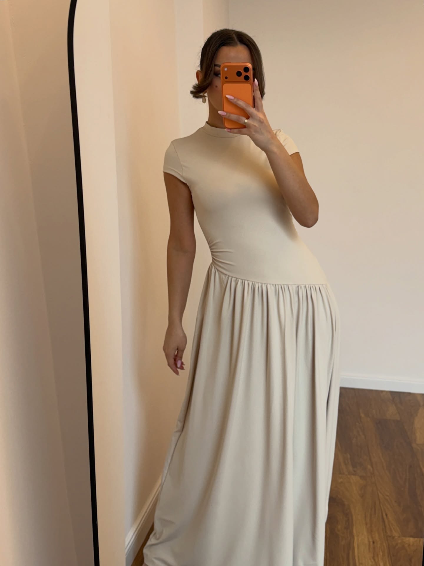 Fustan maksi krem me fund me pala, XS-M – NILA DRESSES (3)