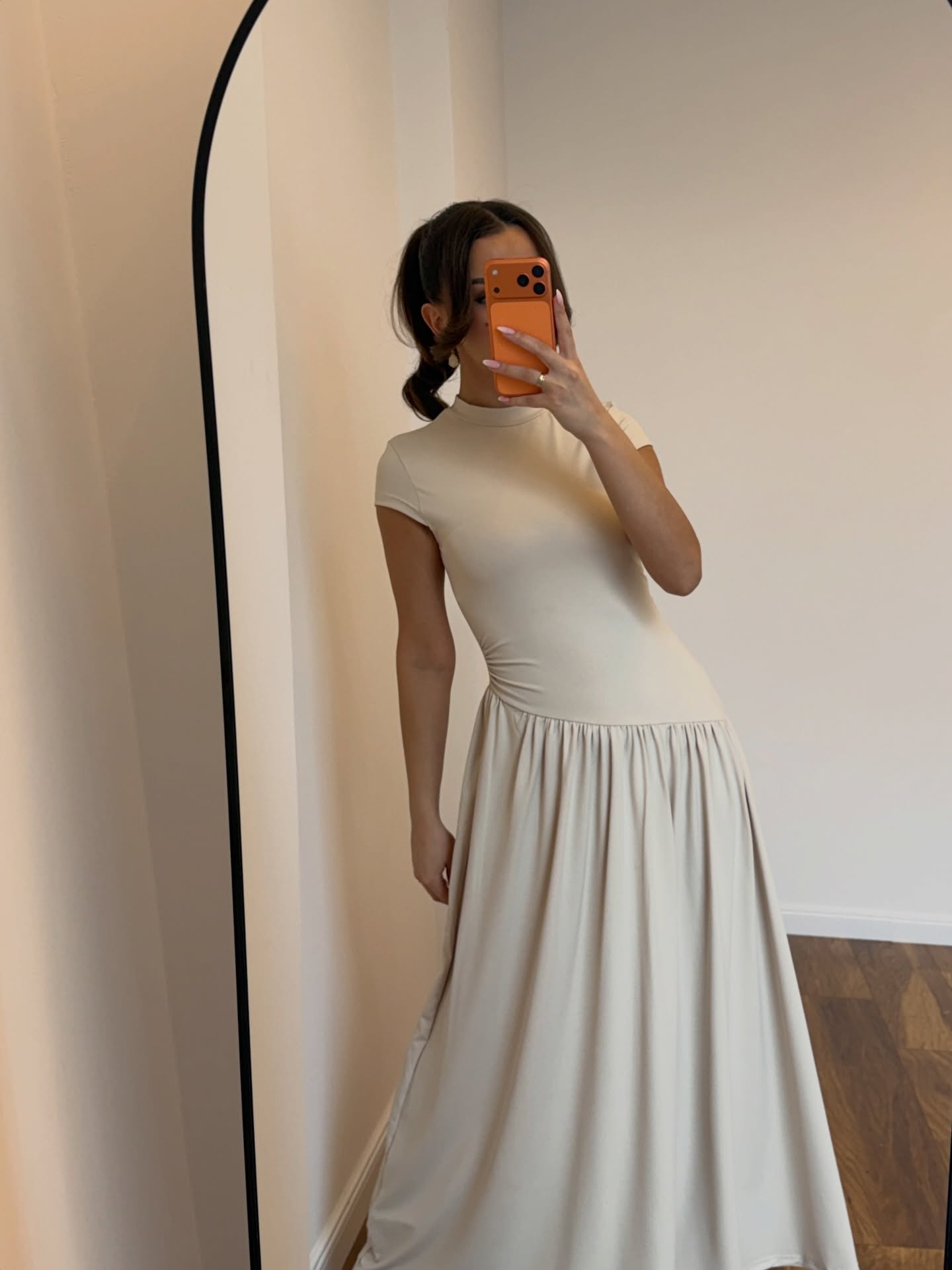 Fustan maksi krem me fund me pala, XS-M – NILA DRESSES (4)