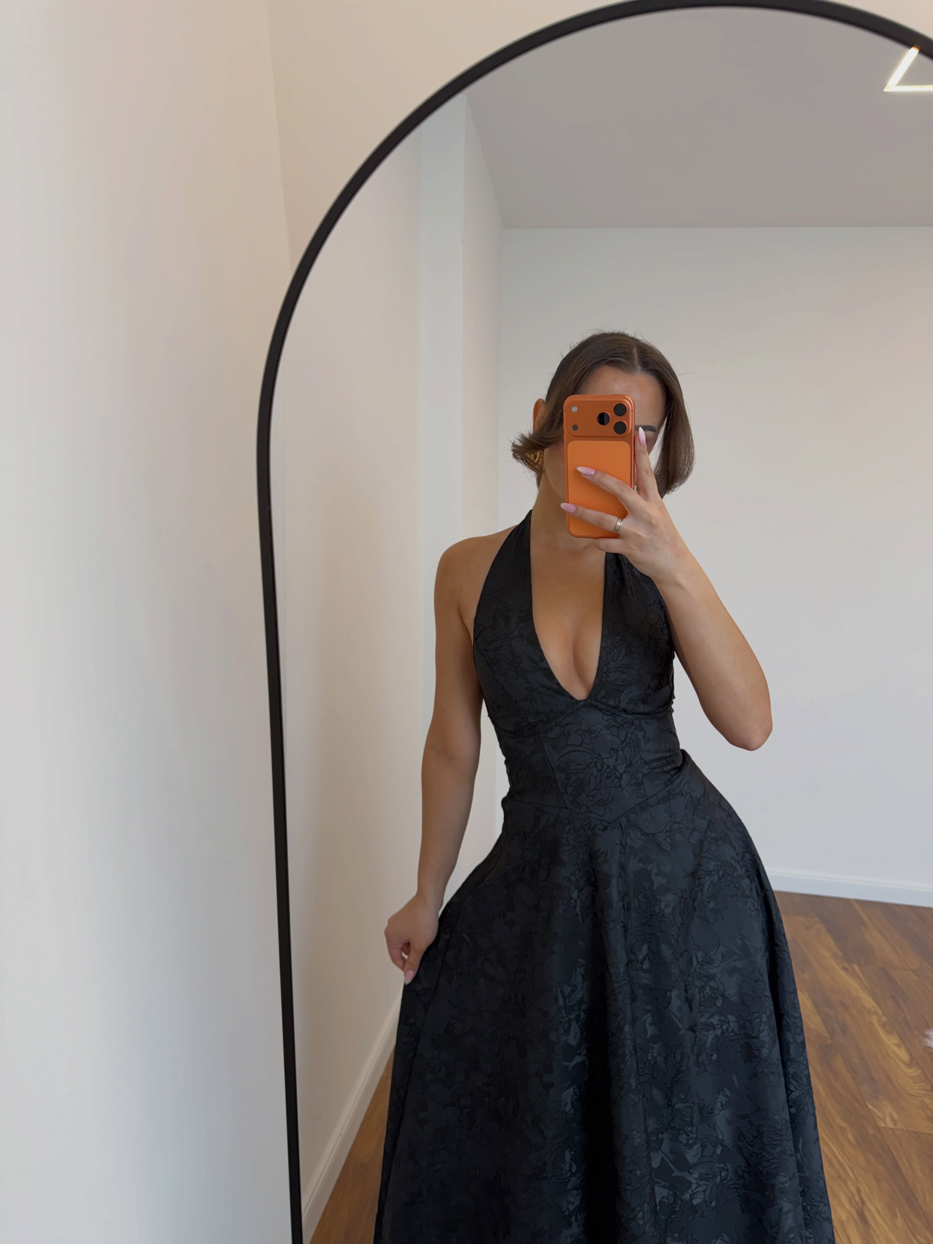 Fustan i zi midi me jakë halter, XS-L – NILA DRESSES (2)
