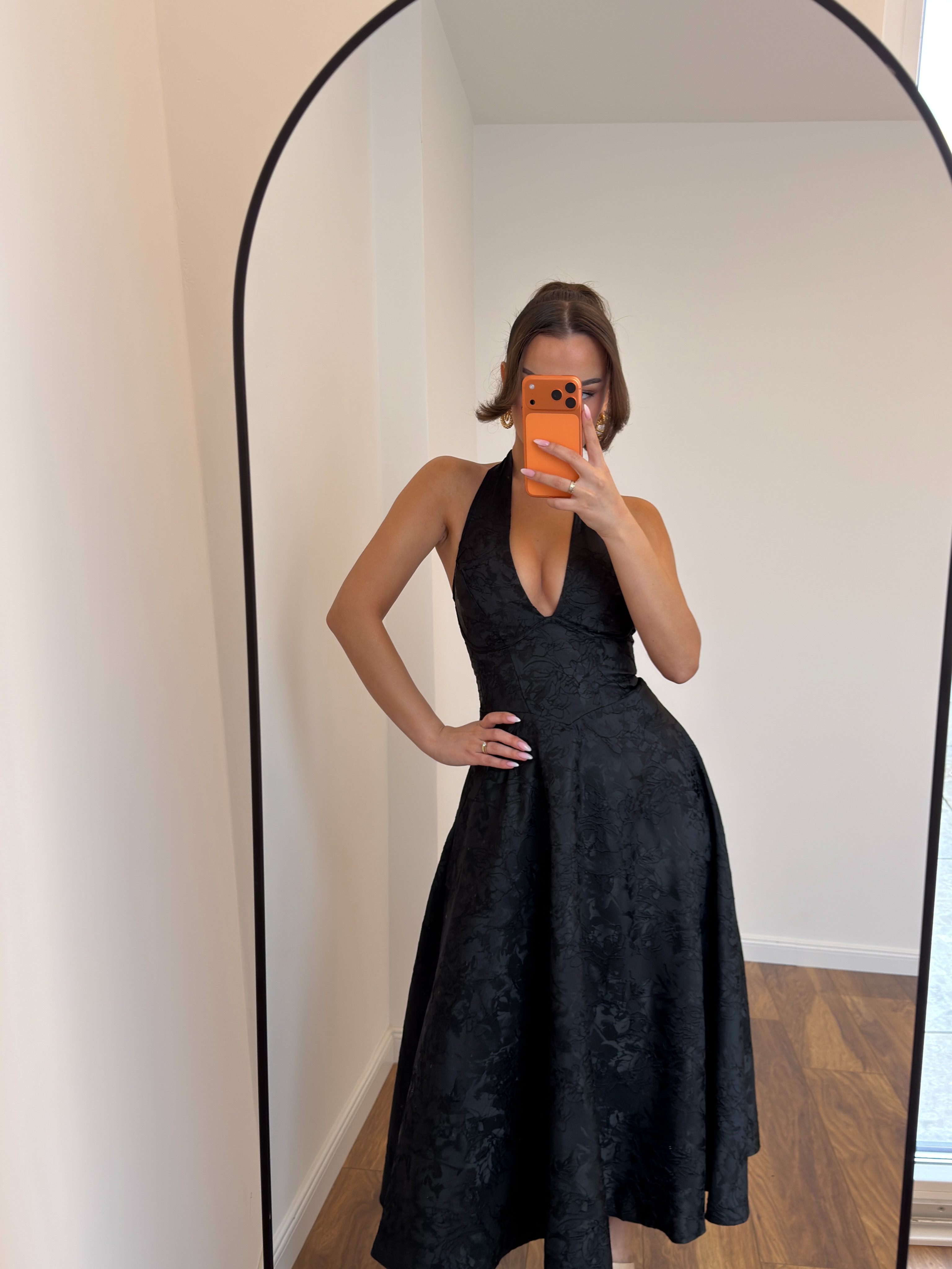 Fustan i zi midi me jakë halter, XS-L – NILA DRESSES (4)
