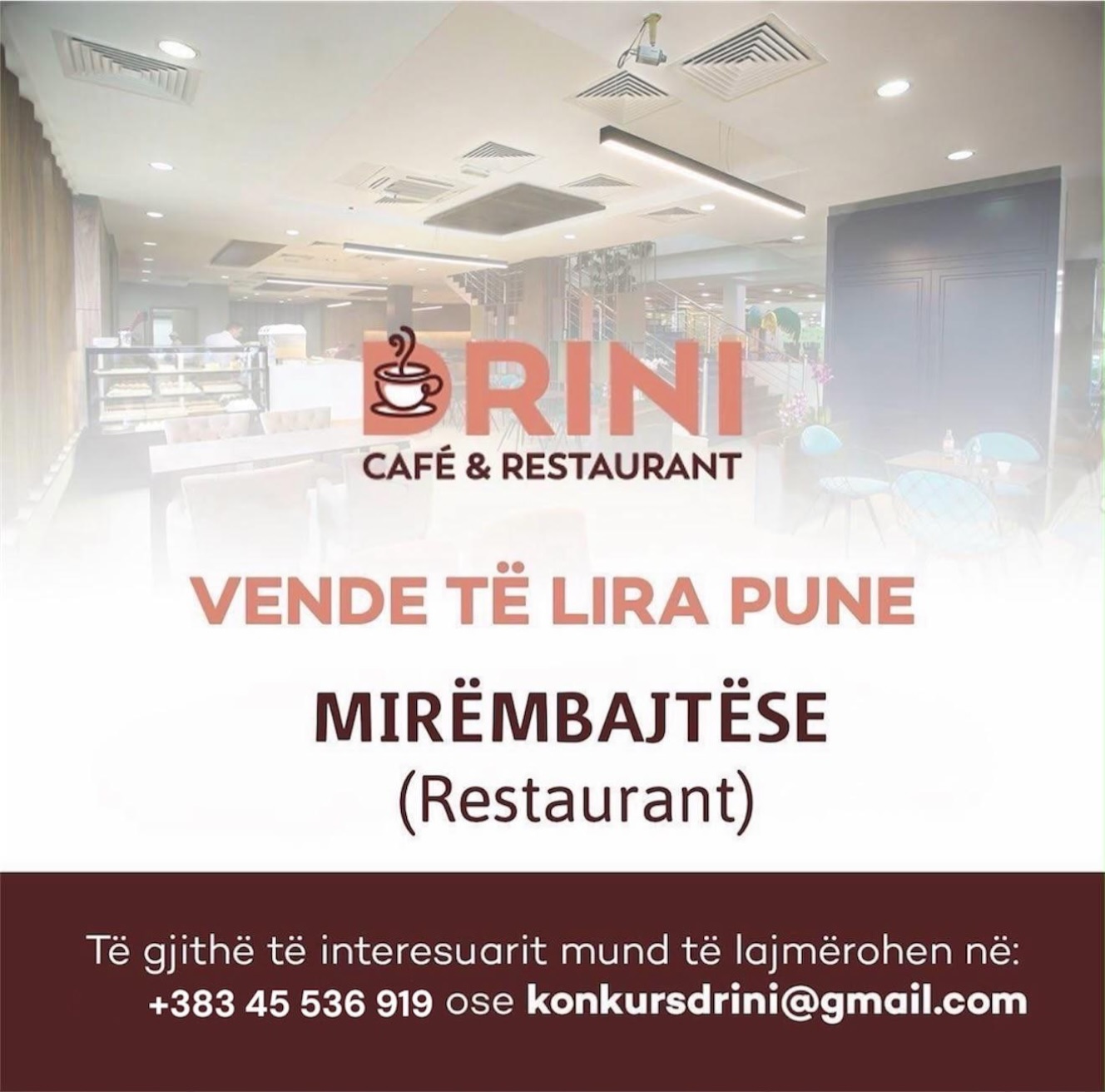 Konkurs pune për mirëmbajtëse restoranti – Drini Fashion