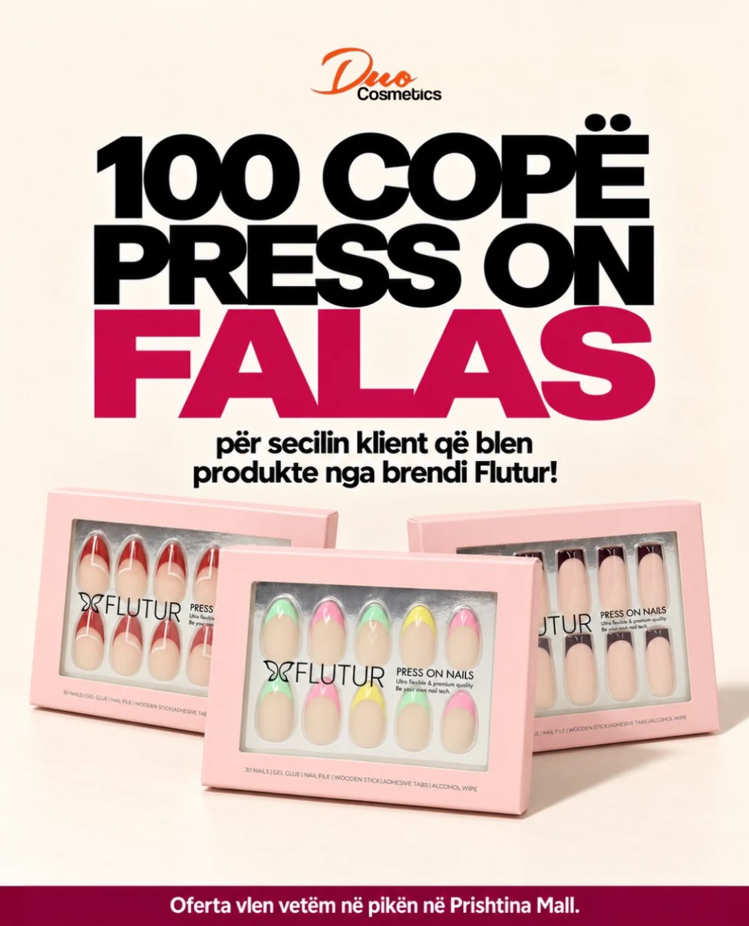 Thonj artificialë press on Flutur – Duo Cosmetics