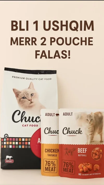 Ushqim për mace Chuck dhe pouch