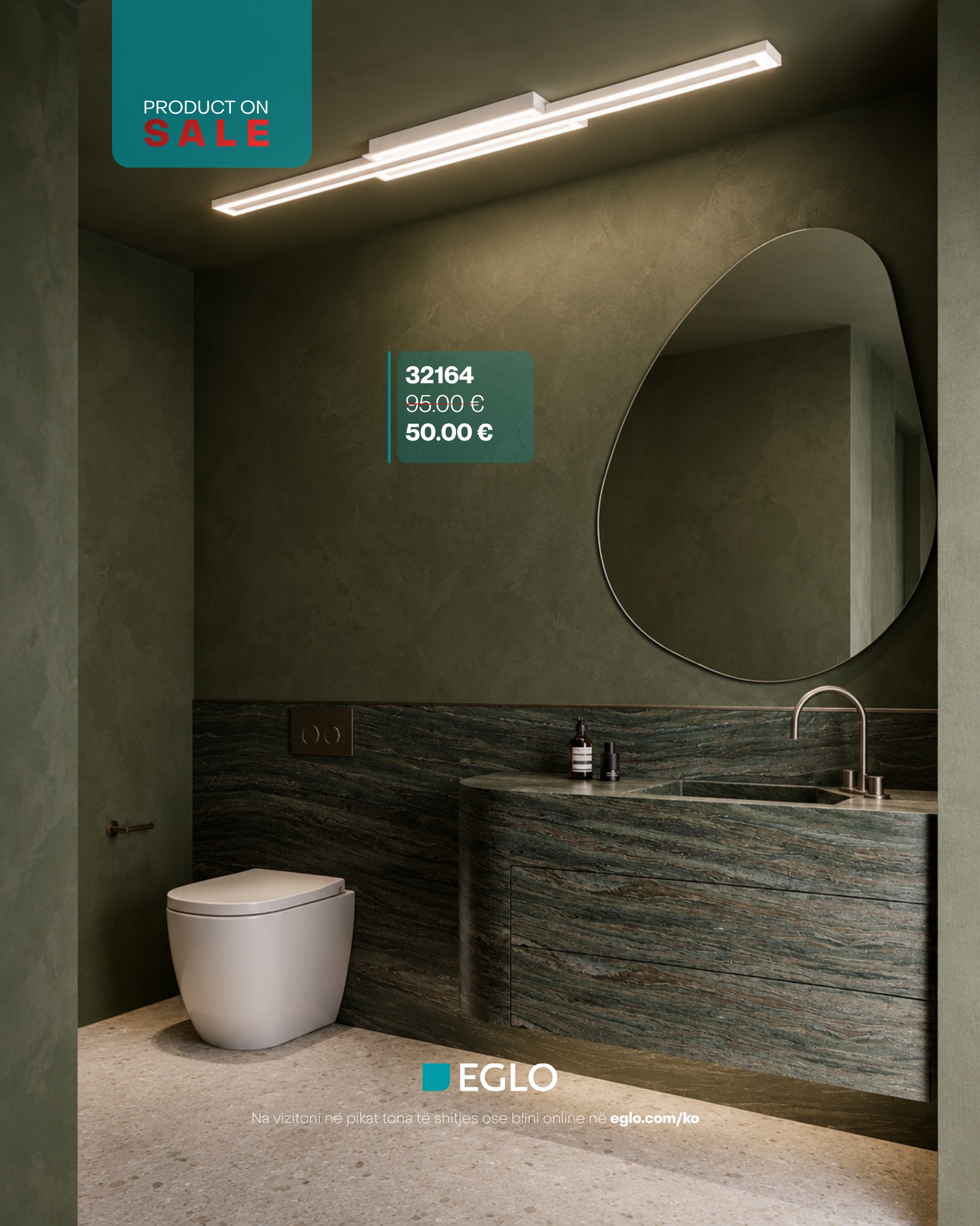 Ndriçues LED linear për pasqyrë banjoje – Eglo Kosova - Ndriçim Austriak