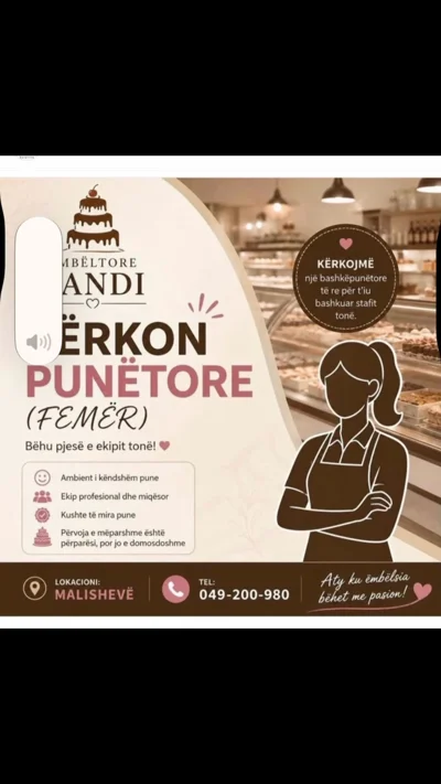 Konkurs pune për punëtore në ëmbëltore