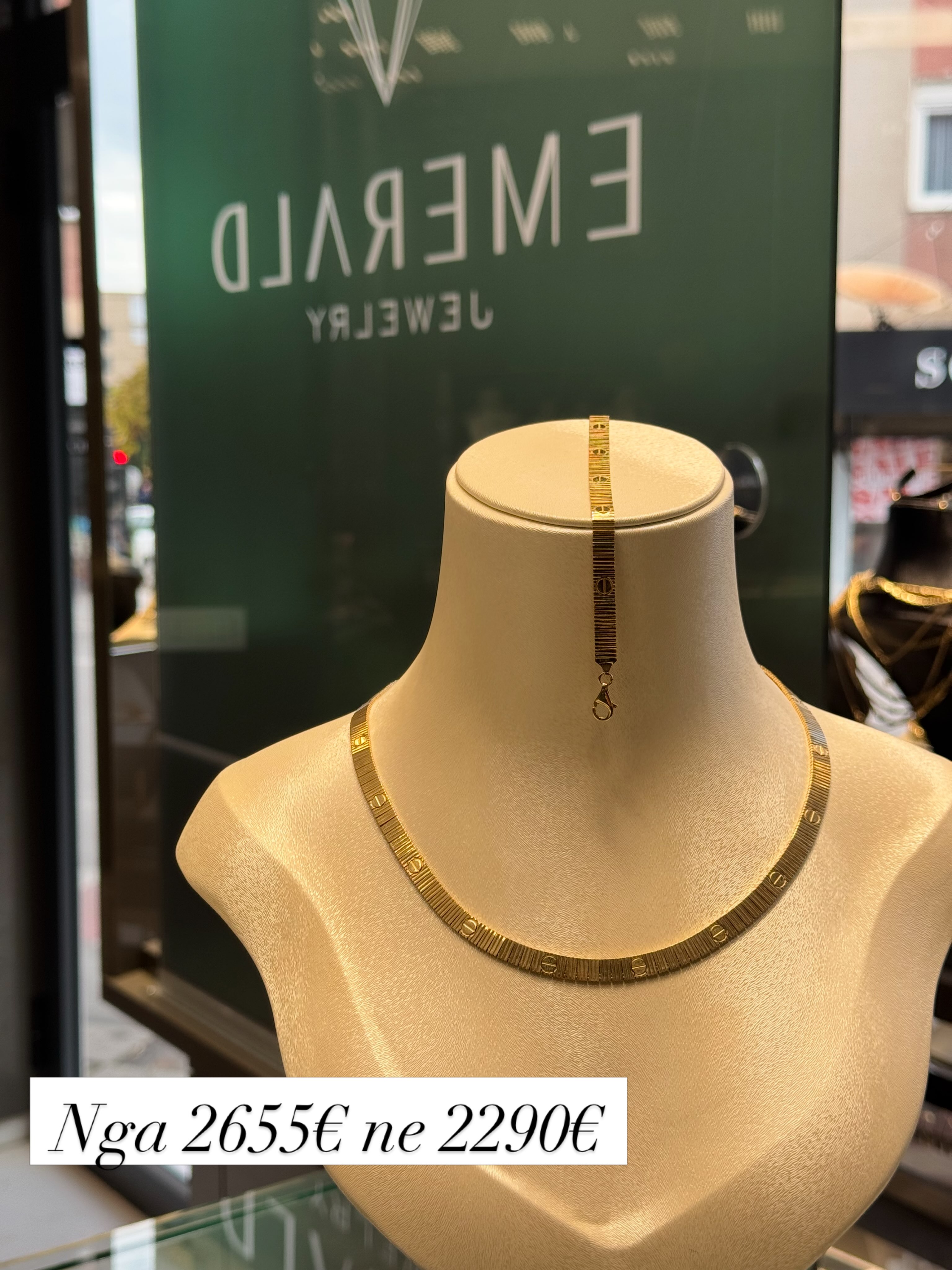Set ari 14 karat me gjerdan të sheshtë – Argjentaria Emerald✨