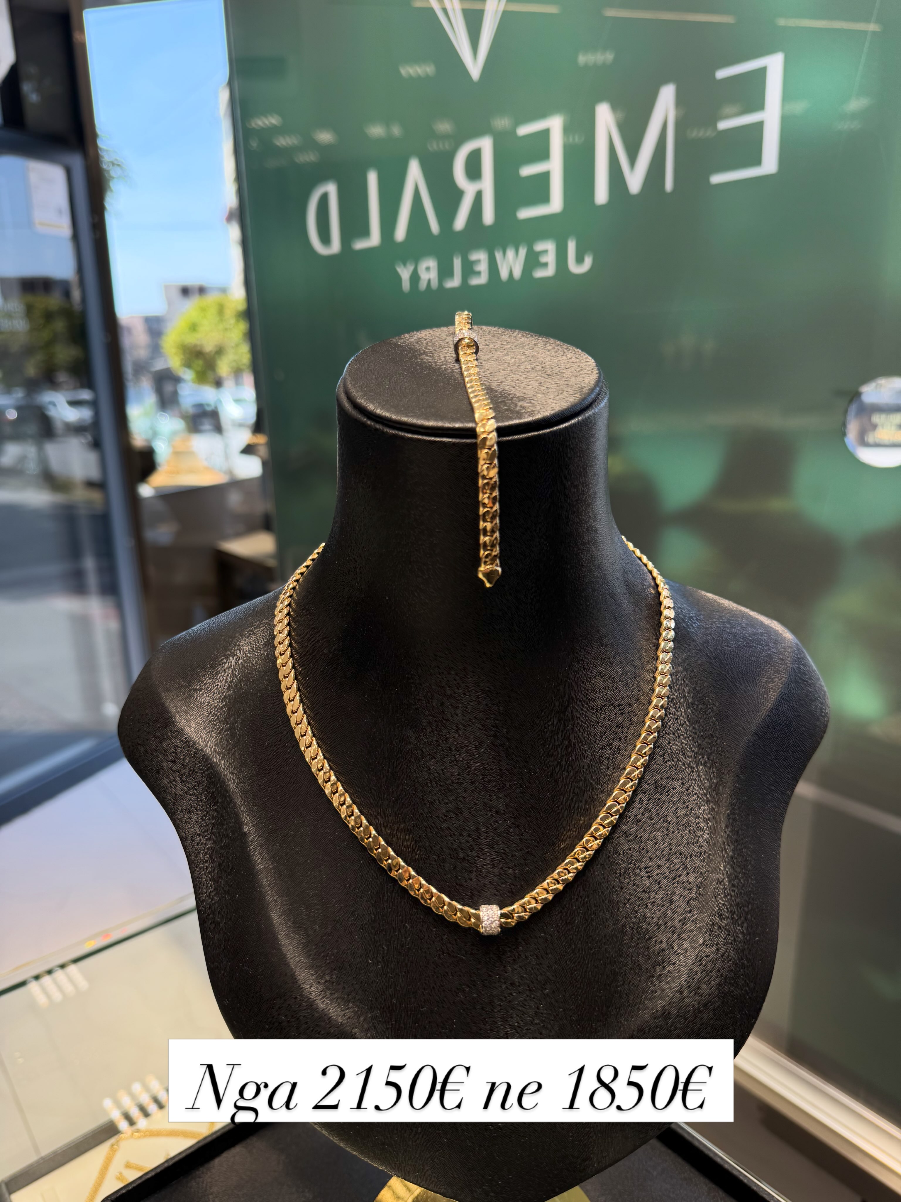 Set ari 14 karat zinxhir me gur dhe byzylyk – Argjentaria Emerald✨