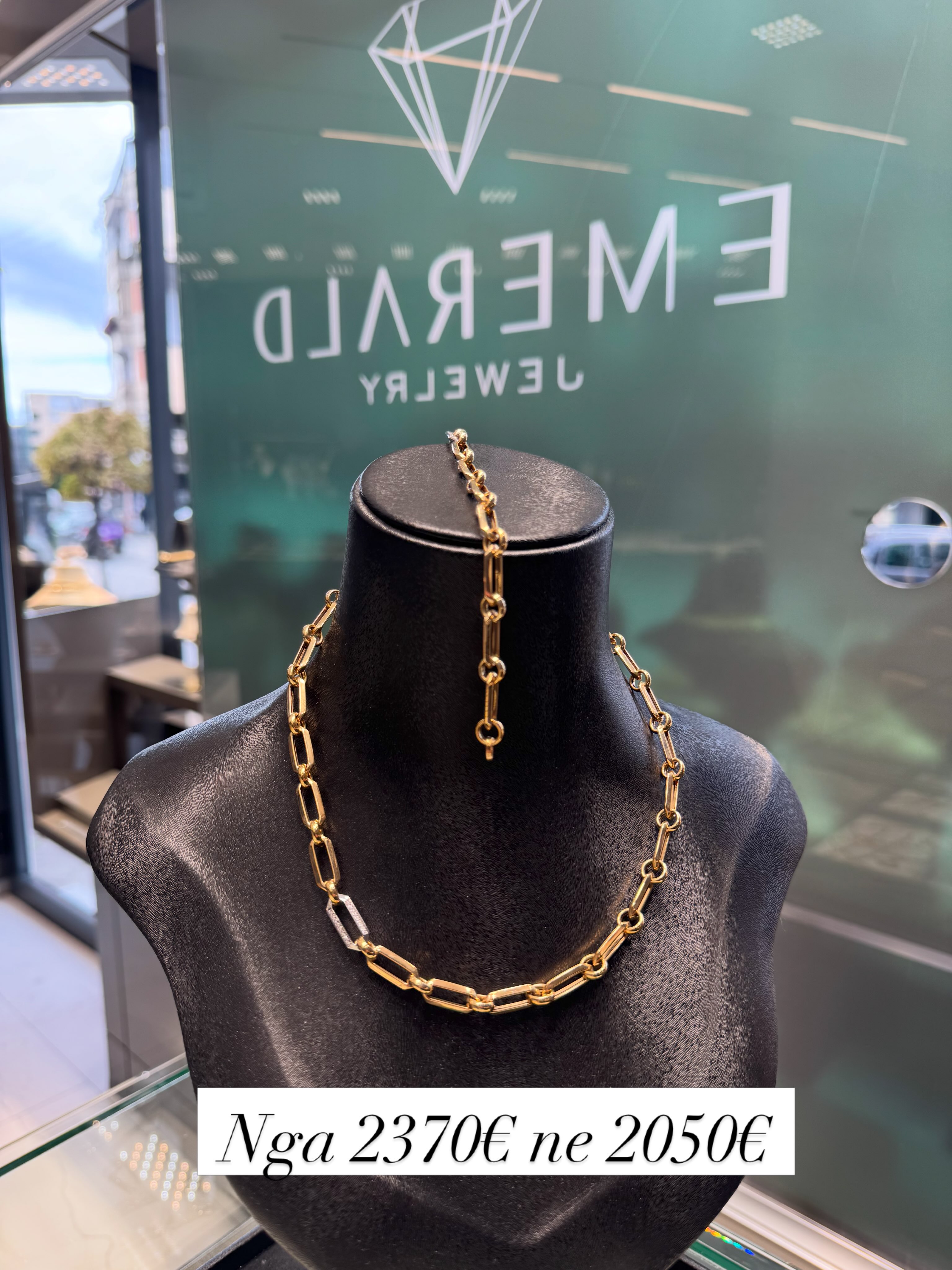 Set ari 14 karat me zinxhir me hallka – Argjentaria Emerald✨