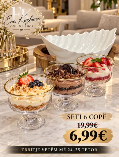 Set 6 kupa qelqi për ëmbëlsira