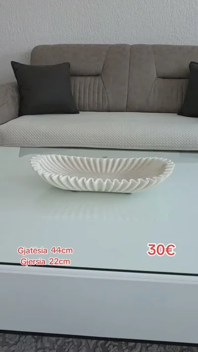Pjatë dekorative e bardhë ovale 49cm