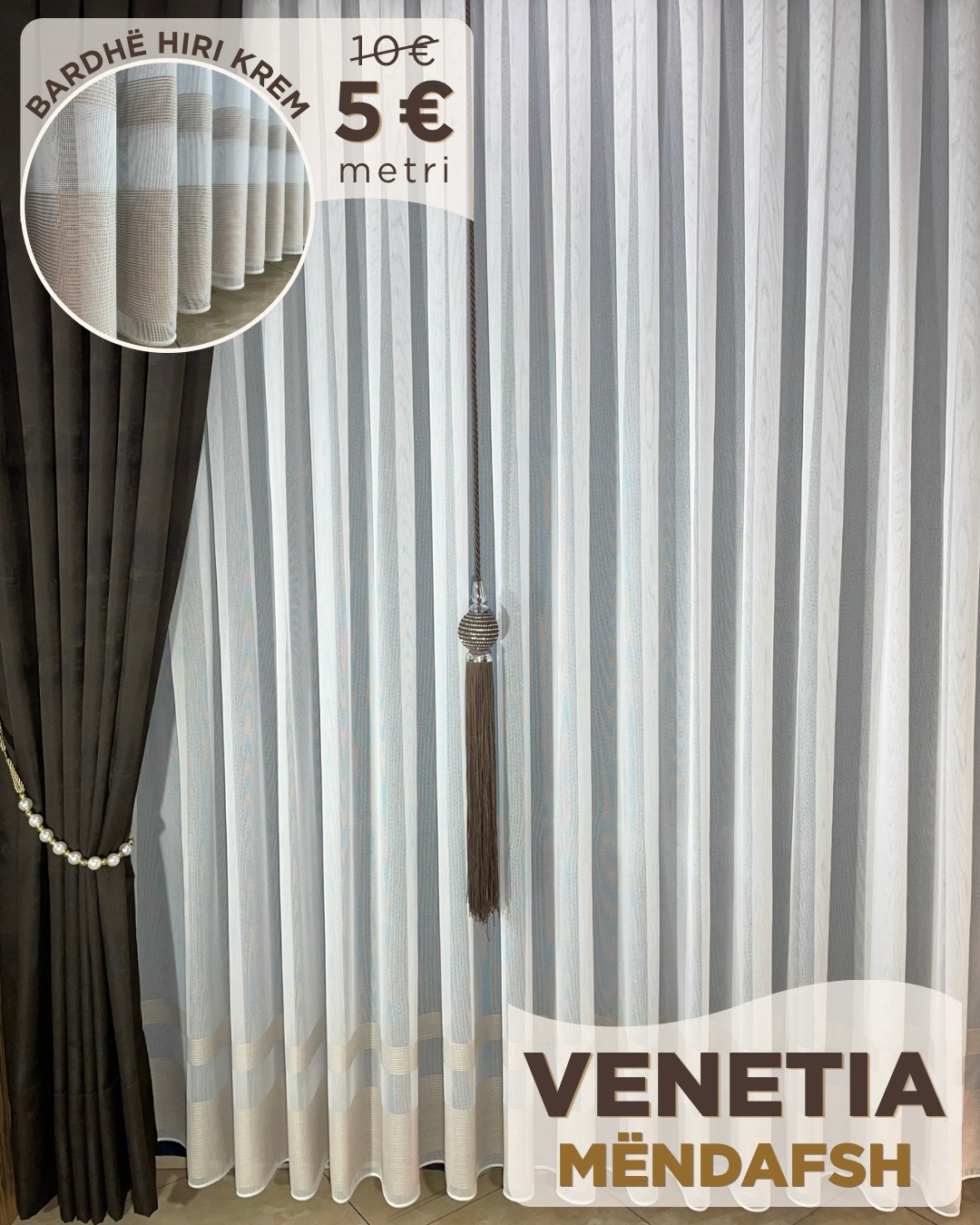 Perde mëndafshi Venetia krem – ERA HOME - PERDE
