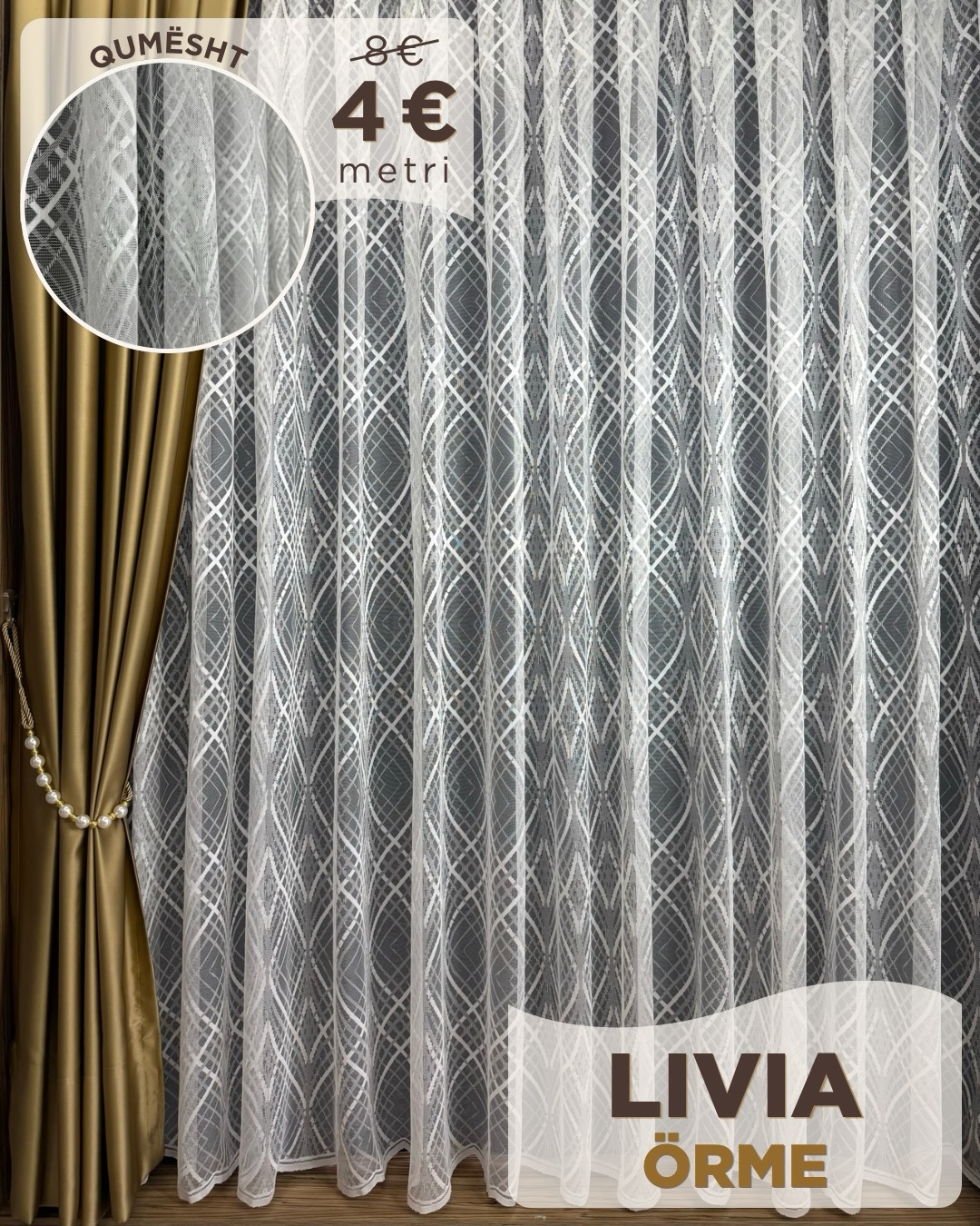 Perde e thurur Livia e bardhë – ERA HOME - PERDE