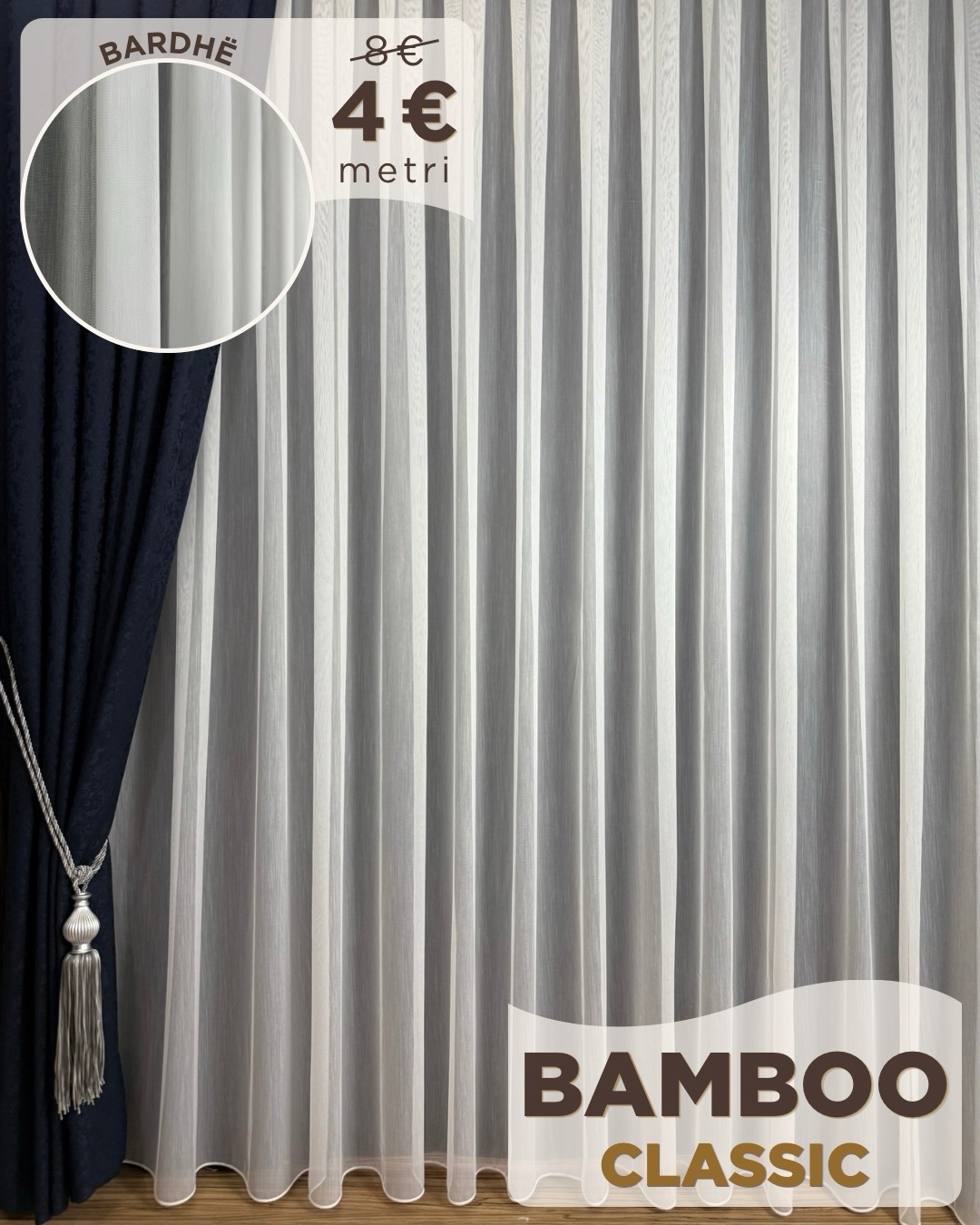 Perde Bamboo Classic e bardhë – ERA HOME - PERDE