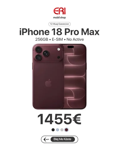 iPhone 18 Pro Max 256GB ngjyrë vishnje