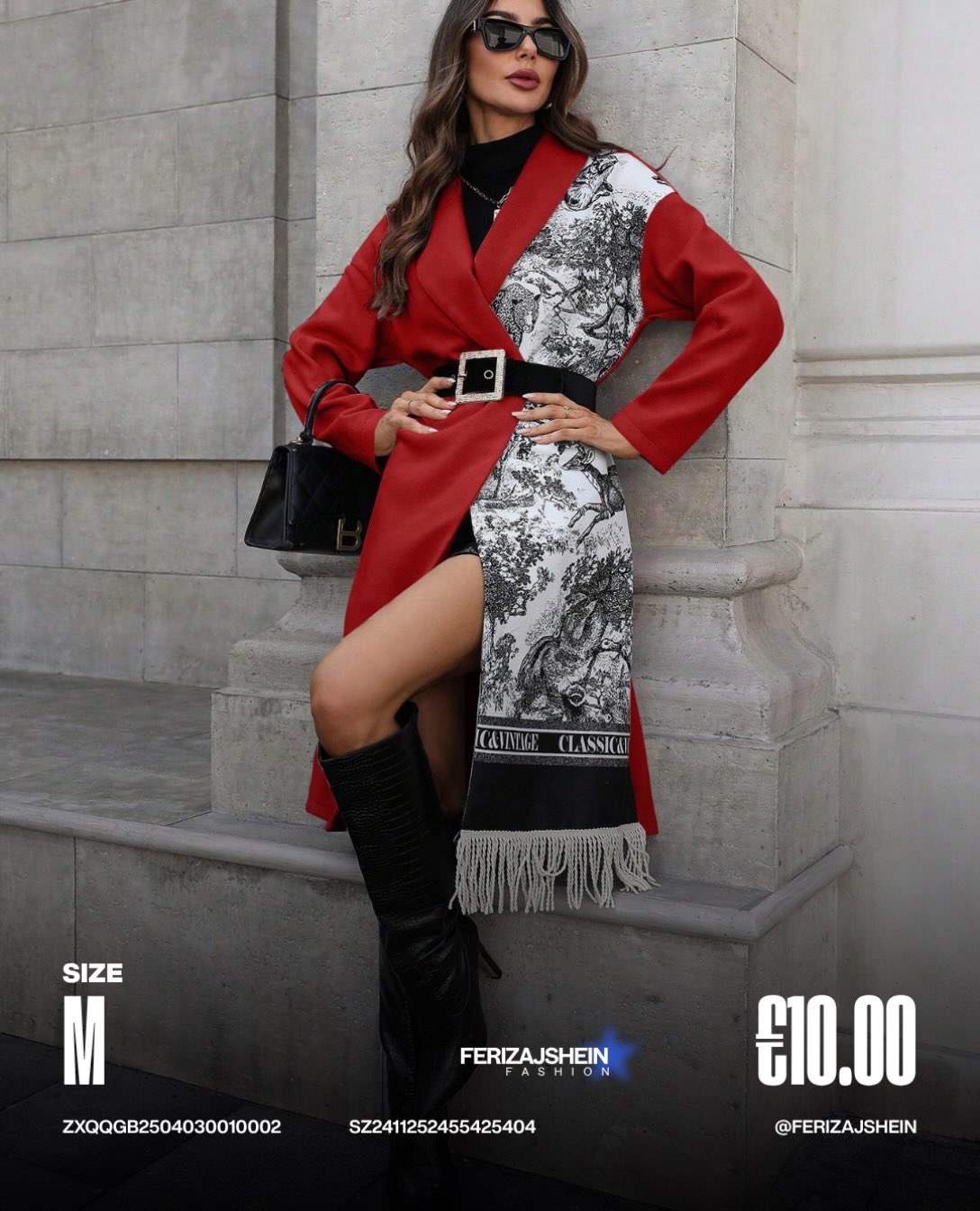 Pallto e kuqe femrash me shall – SHEIN Ferizaj