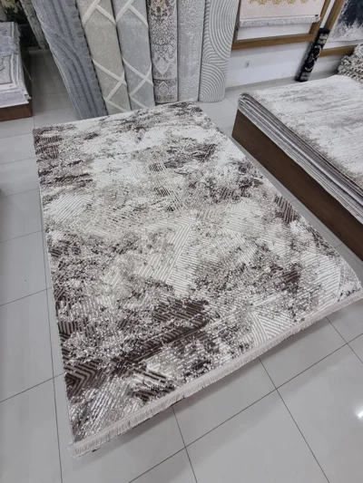 Tepih modern abstrakt kafe dhe krem 200x290