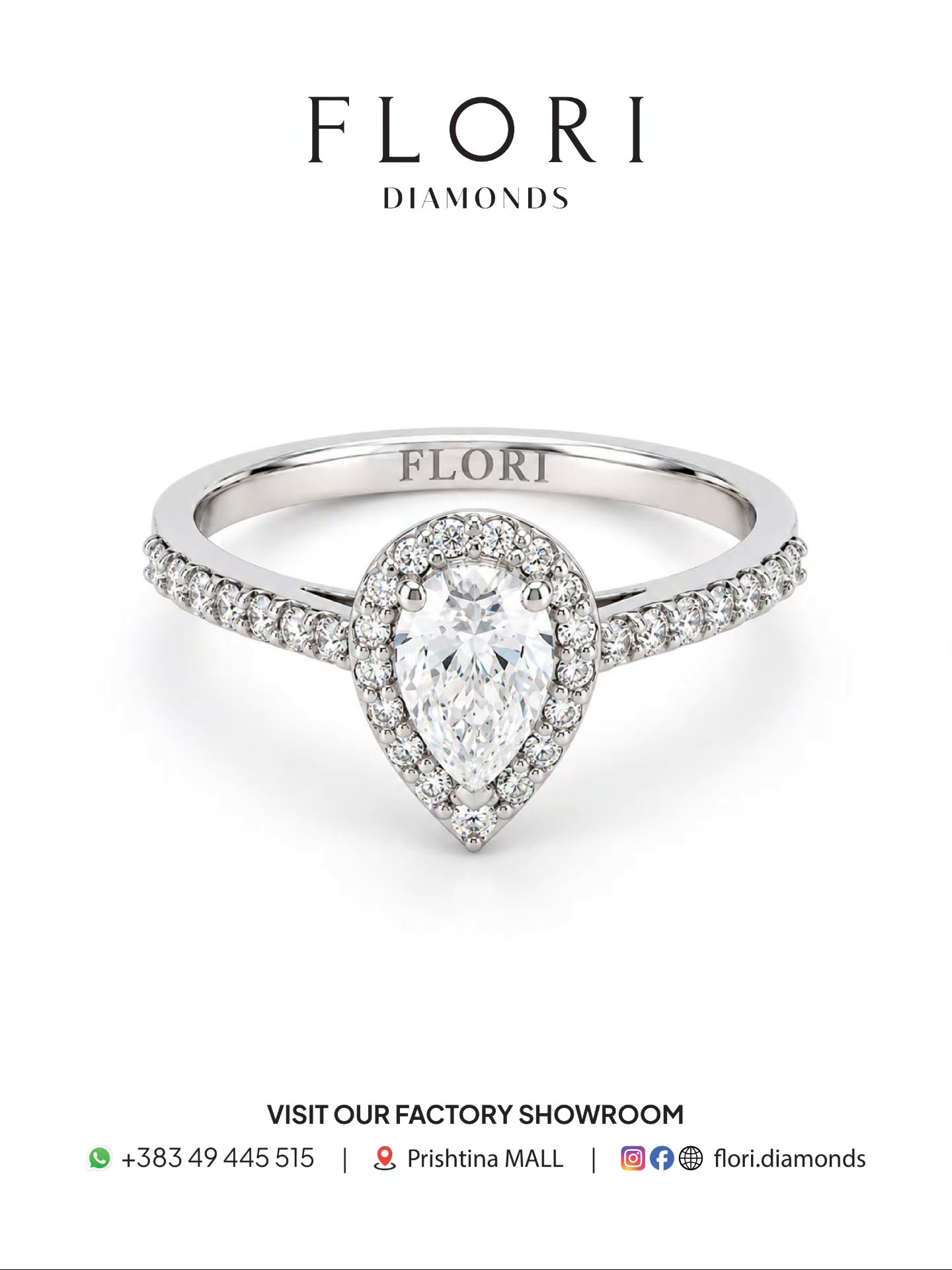 Unazë fejese me diamant në formë pike – FLORI Diamonds