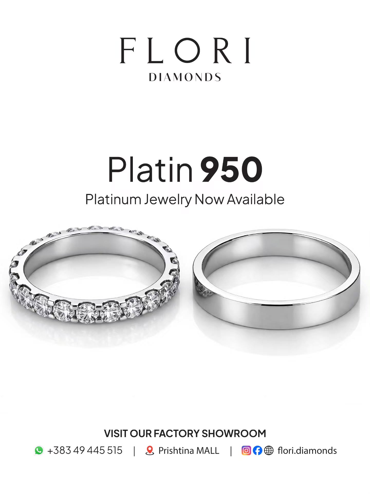 Unaza martese platini 950 – FLORI Diamonds