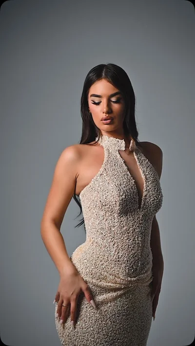 Fustan bezh halter me perla