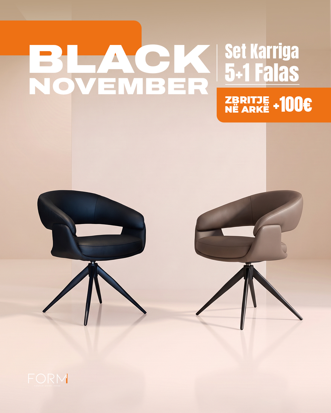 Karrige ngrënieje të zeza dhe gri me krahë – Form Studio (2)