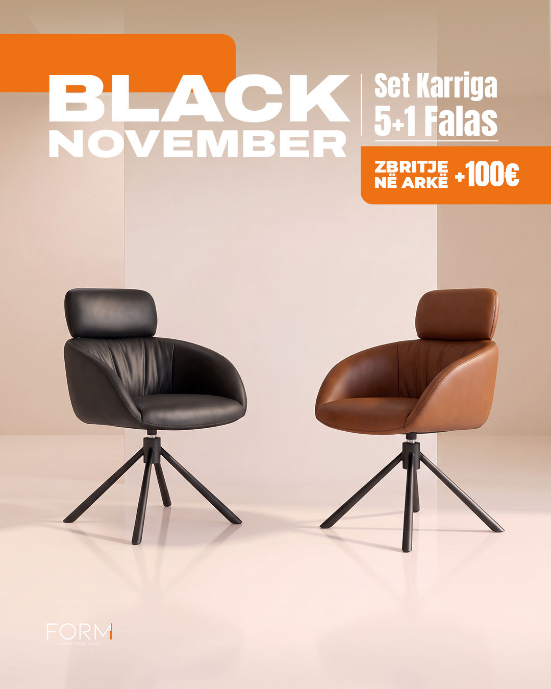 Karrige ngrënieje të zeza dhe gri me krahë – Form Studio (3)