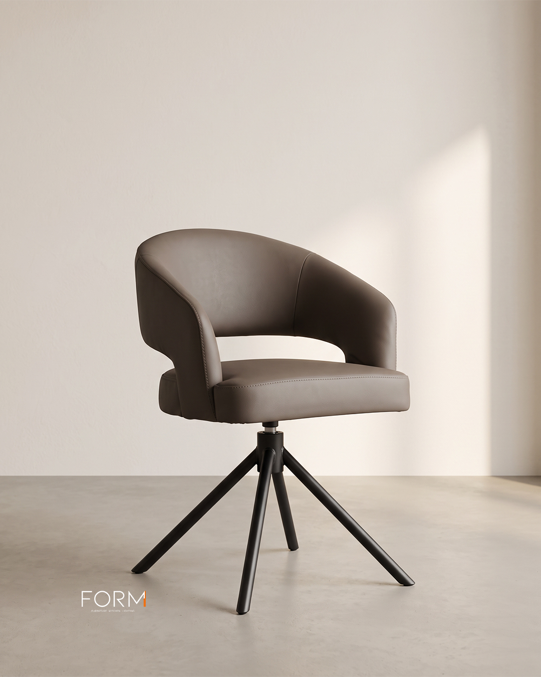 Karrige Arden lëkure kafe me mbështetëse koke – Form Studio (3)