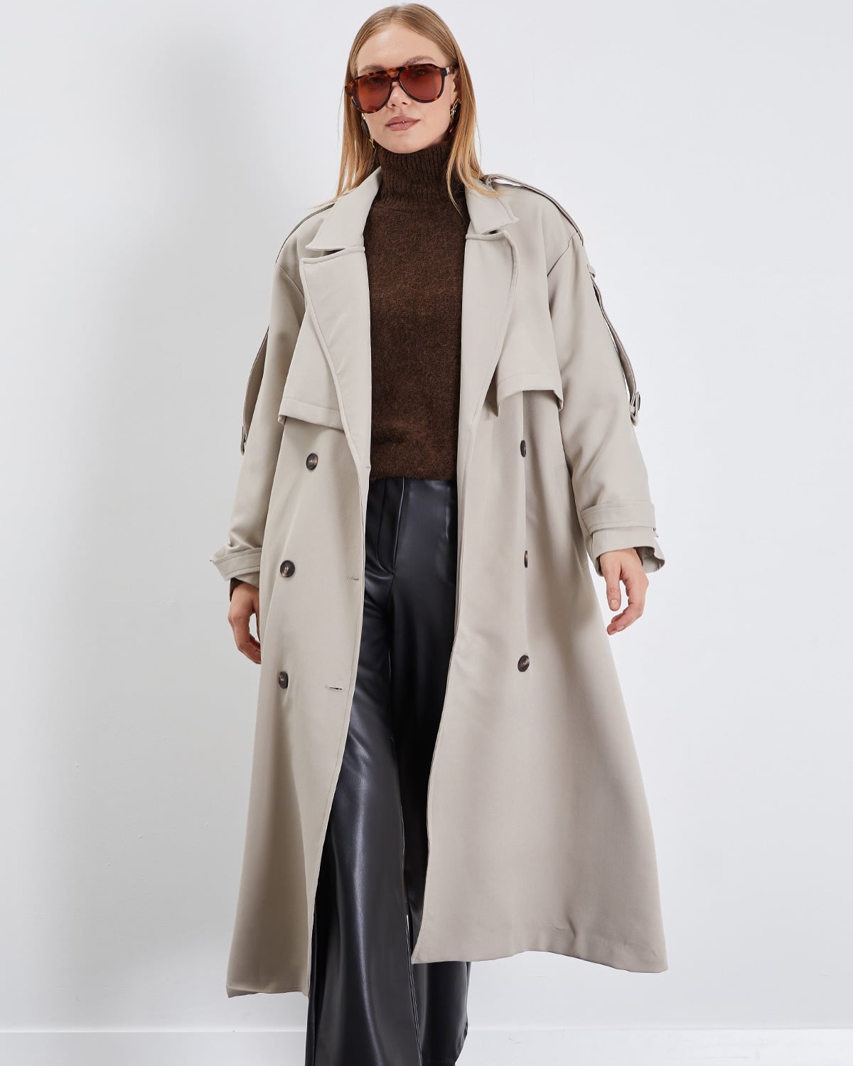 Pallto trench e gjatë bezhë për femra – Fulla Moda Kosova (3)