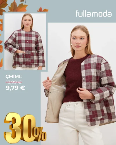 Xhaketë femrash bordo me kuadrate