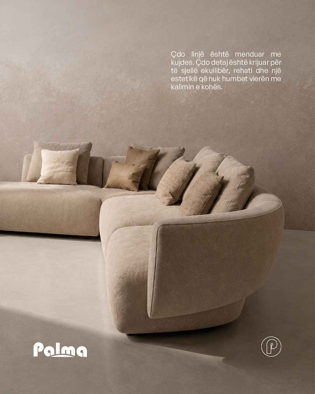 Divan këndor bezhë me jastëkë – Palma Mobilje (2)