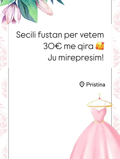 Fustana mbrëmjeje me qera në Prishtinë