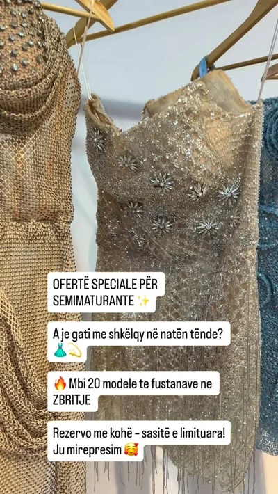 Fustane mbrëmjeje me shkëlqim për semimaturë