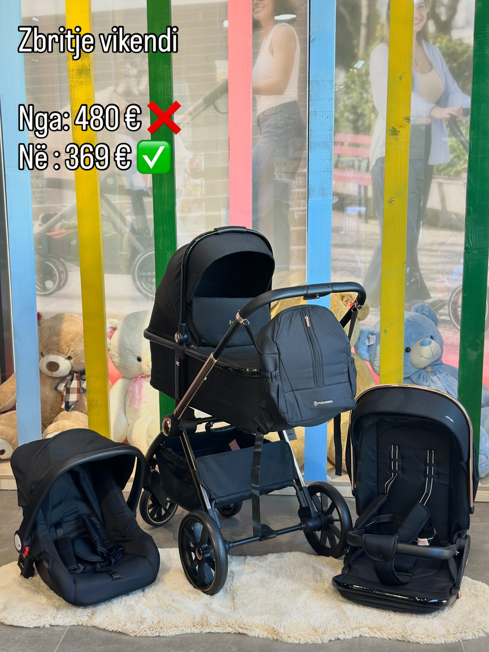 Karrocë për beba 3 në 1 me çantë – Gencbebe.ks (4)