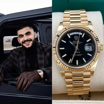 Orë Rolex Day-Date 40mm ari me fytyrë të zezë