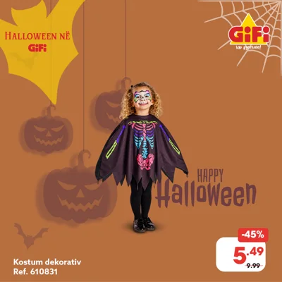 Kostum Halloween me skelet për fëmijë