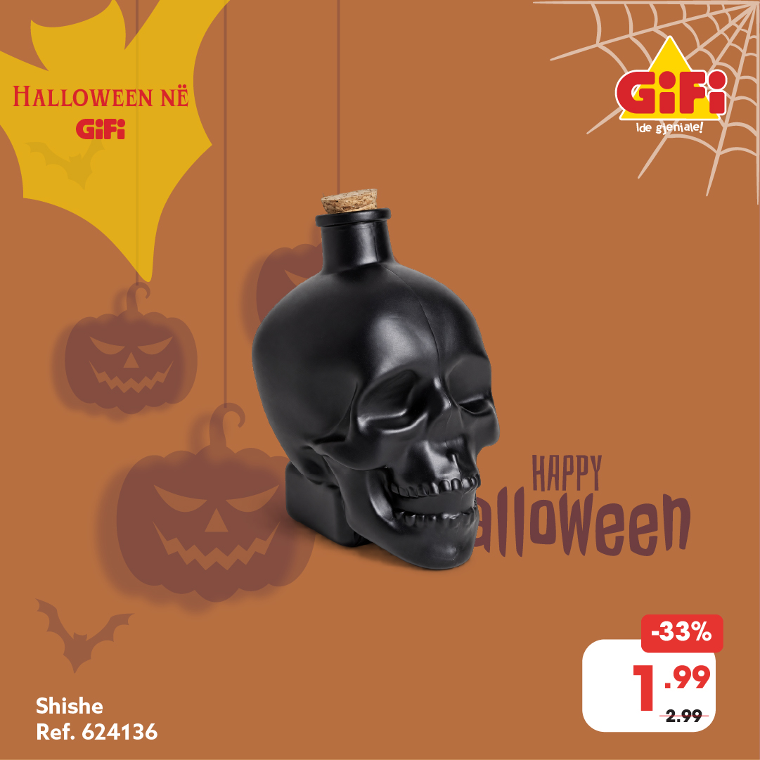 Shishe me dekor kafke për Halloween – gifi.kosova