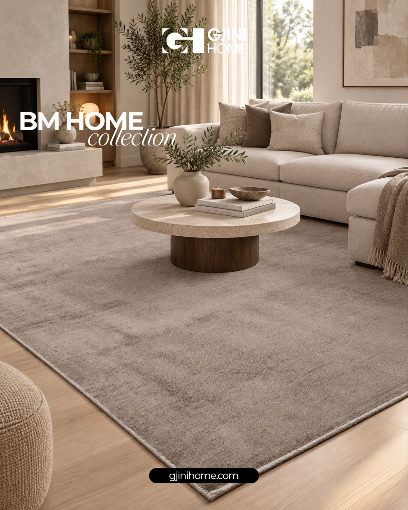 Qilim BM Home bezhë në tone neutrale – Gjini Carpet and Home
