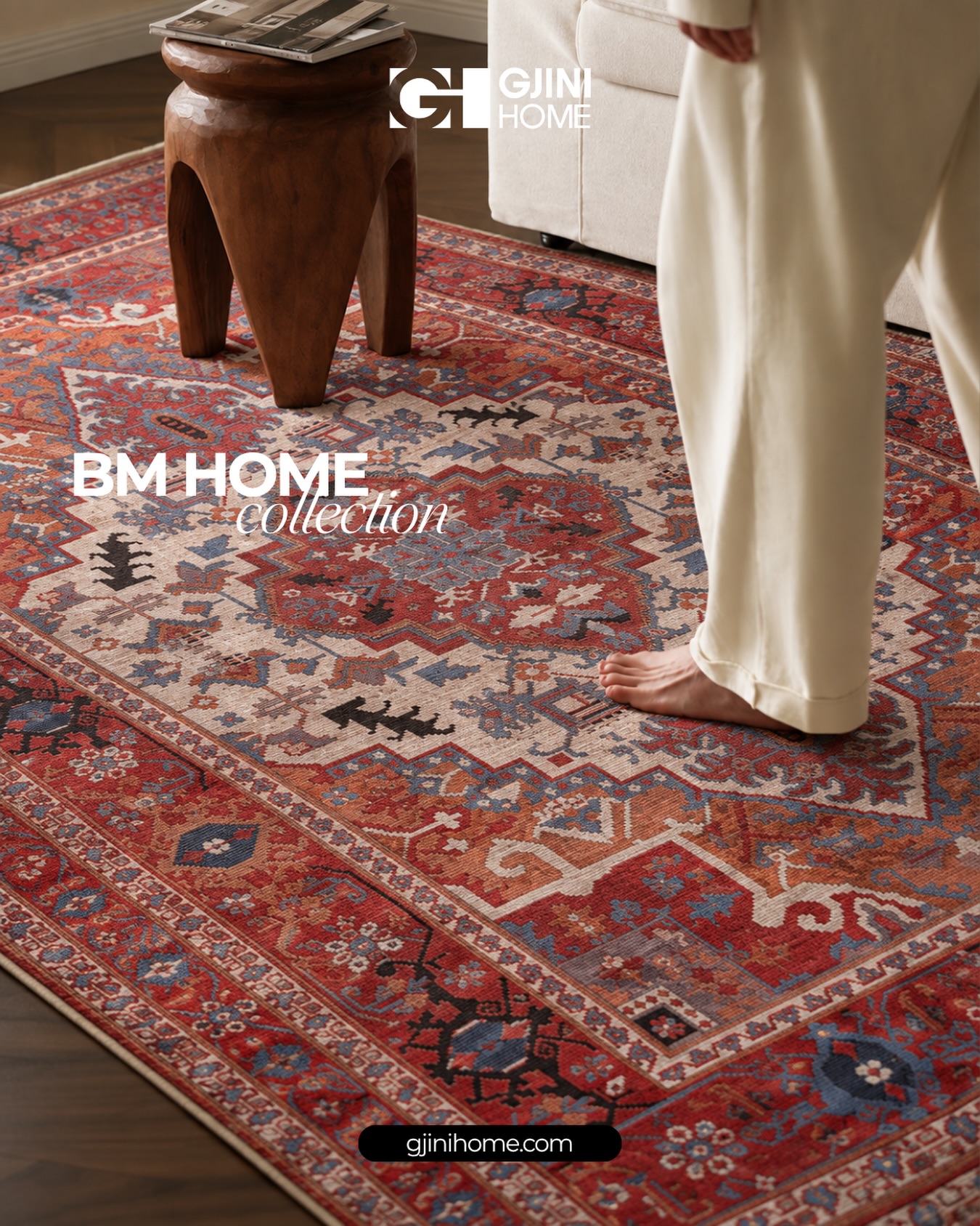 Qilim klasik BM Home i kuq me motive tradicionale – Gjini Carpet and Home