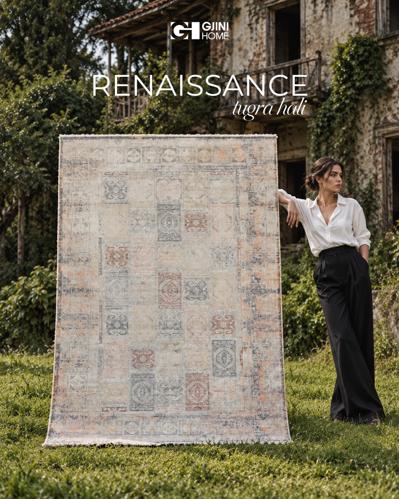 Tepih Renaissance vintage me motive në tone të buta – Gjini Carpet and Home