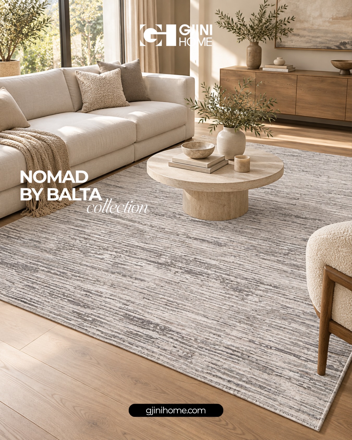 Tepih gri Nomad by Balta për dhomë ndenjeje – Gjini Carpet and Home