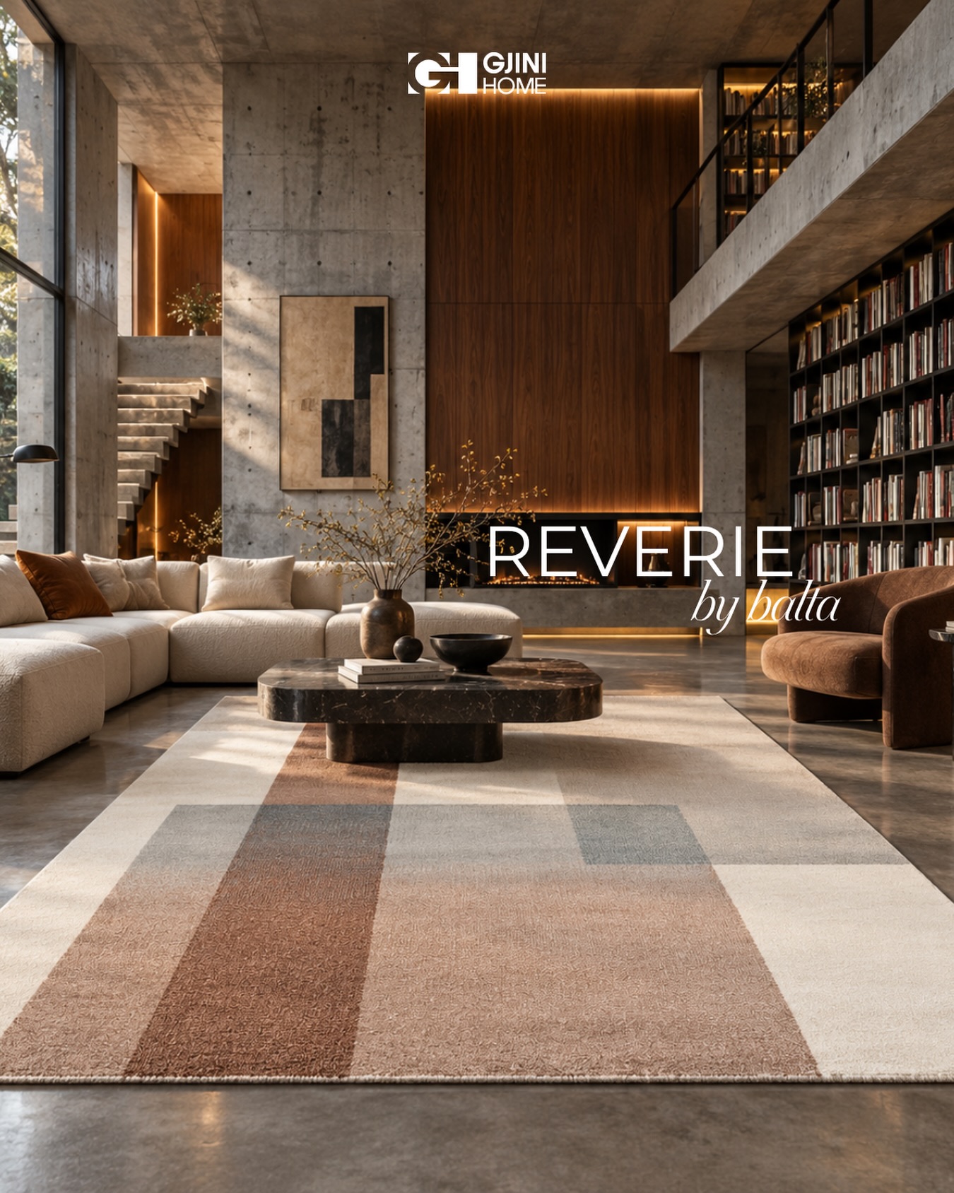 Tepih modern me shirita në tone të ngrohta – Gjini Carpet and Home