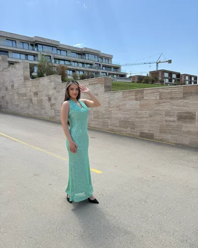 Fustan i gjatë ngjyrë mente pa mëngë