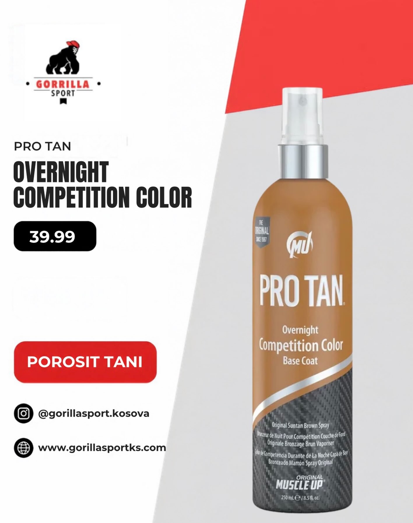 Ngjyrë gare Pro Tan Overnight Competition Color – Gorilla Sport Kosova