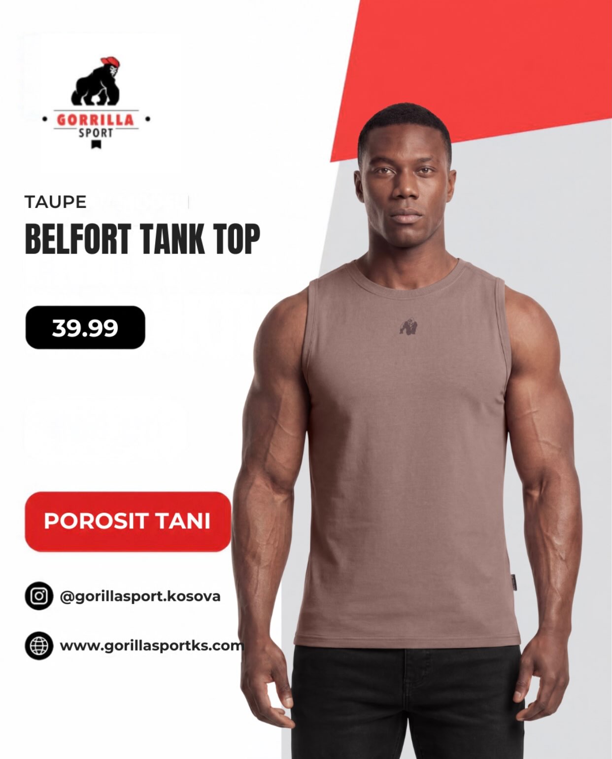 Maicë pa mëngë Belfort ngjyrë taupe – Gorilla Sport Kosova