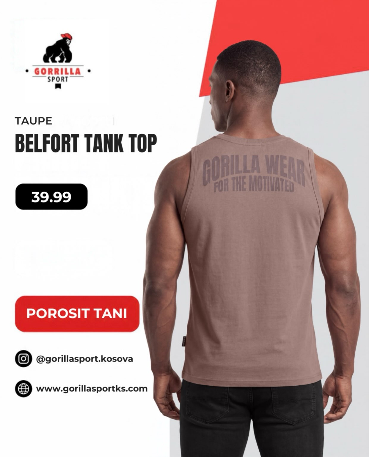 Maicë pa mëngë Belfort ngjyrë taupe – Gorilla Sport Kosova (2)