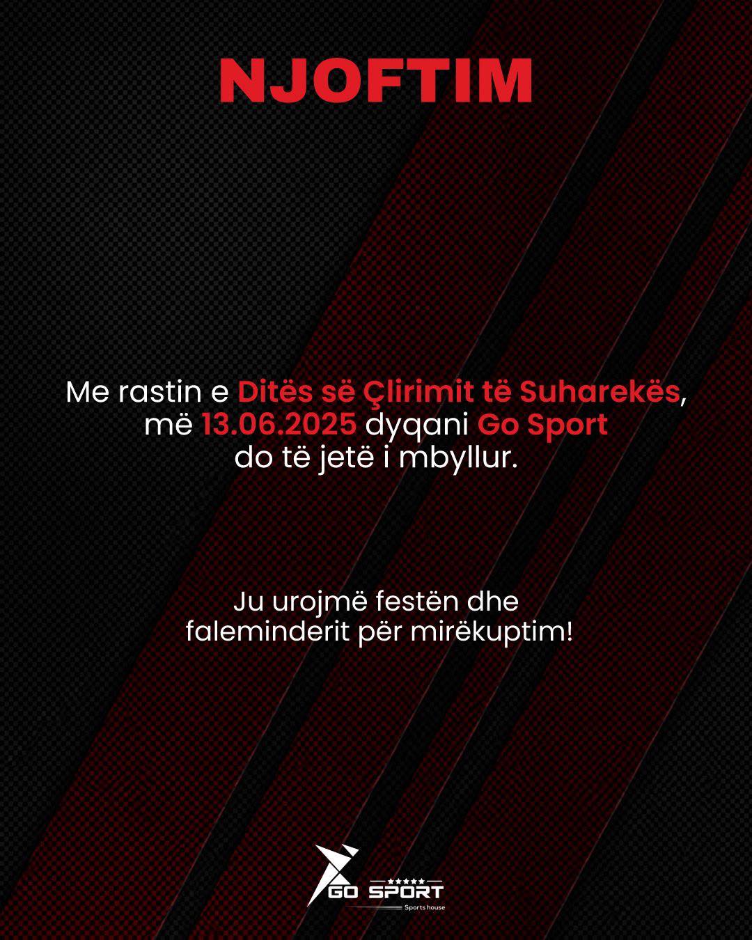 Njoftim për mbylljen e dyqanit sportiv – Go Sport Kosova
