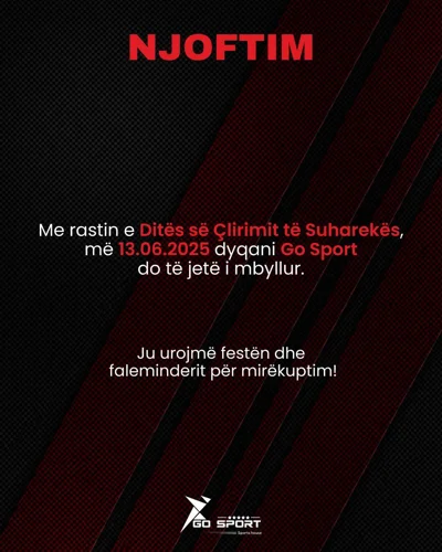 Njoftim për mbylljen e dyqanit sportiv