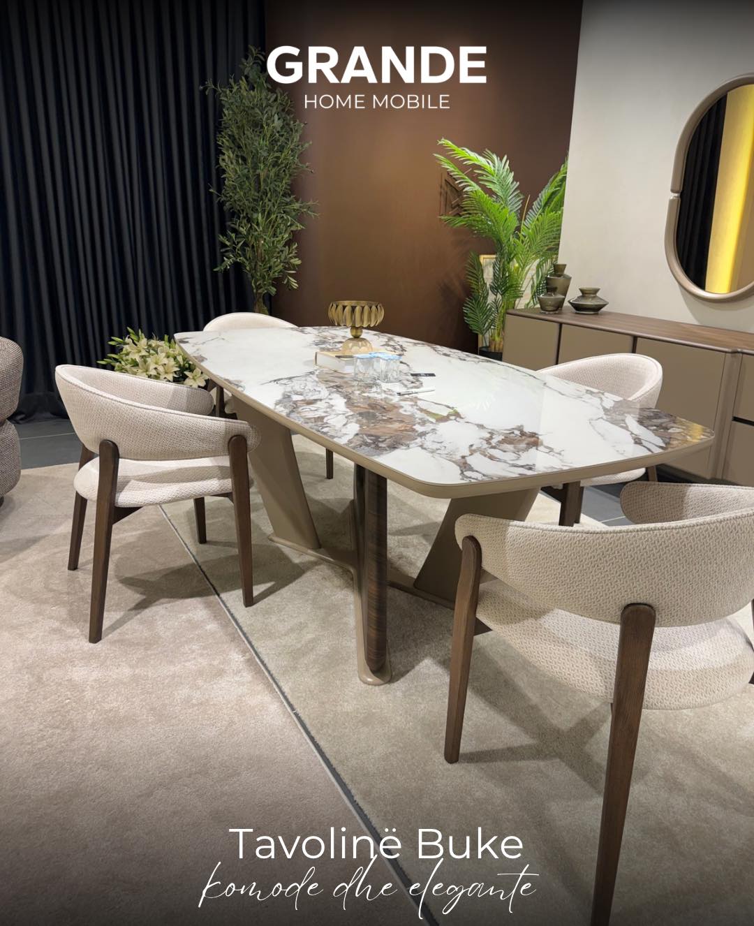 Tavolinë buke me karrige të tapicuara – Grande Home Mobile