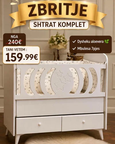 Shtrat komplet për bebe me dyshek aloe vera